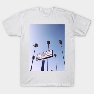 Palm trees and billboard at sky - Aesthetic T-Shirt